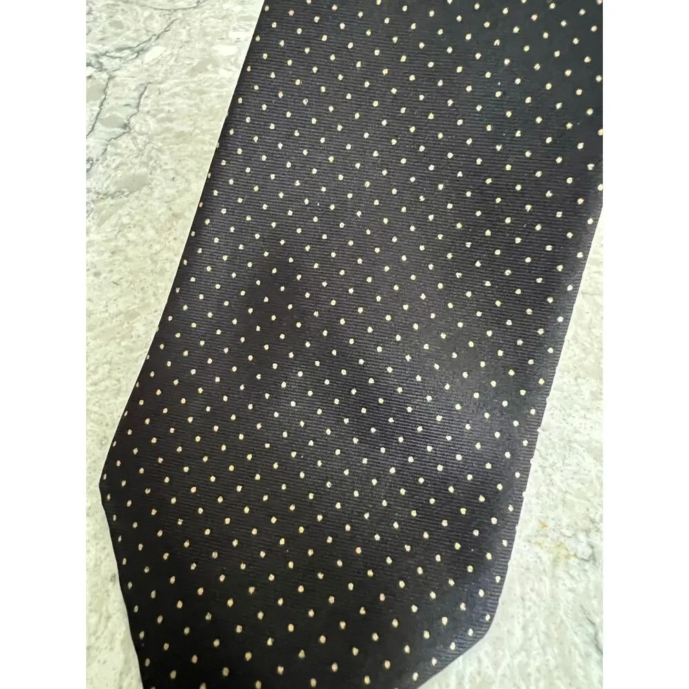 Arturo Phillipe Men's 100% Imported Silk Neck Tie Black w Brown Polka Dots JL
